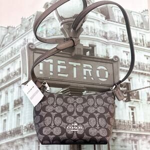 Coach CW338 Zip Top Crossbody Bag In Signature Canvas IN Gunmetal Multi